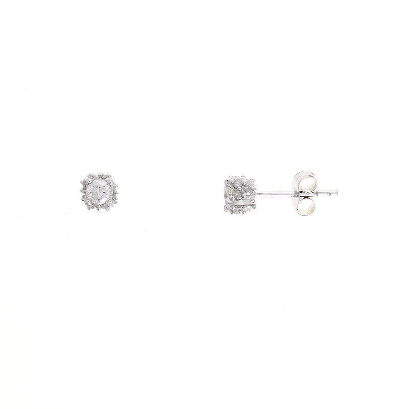 Ladies 14kt White Gold 0.22cts Diamonds and 0.22cts Single Cut Stud Earrings