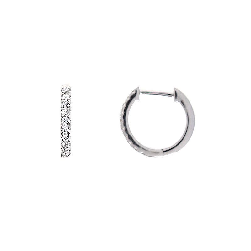 Ladies 14kt White Gold 0.14cts Diamond Huggie Earrings