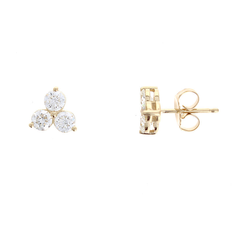 Ladies 14kt Yellow Gold 1.50cts Diamond Cluster Earrings