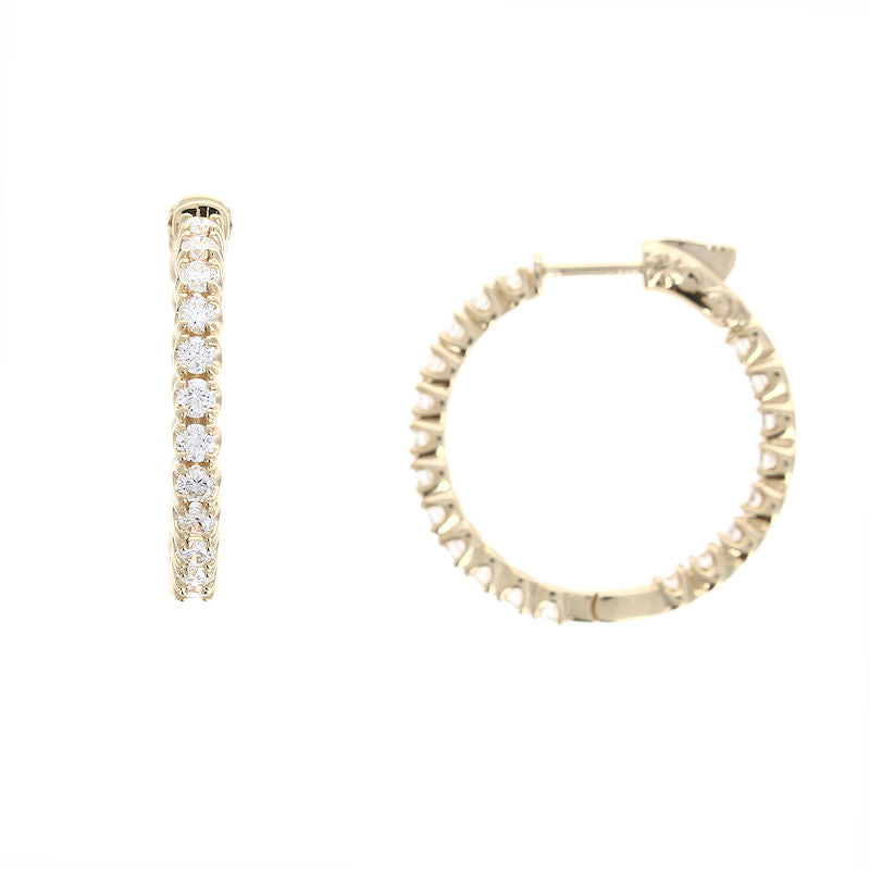 Ladies 14kt Yellow Gold 2.01cts Diamond Hoop Earrings