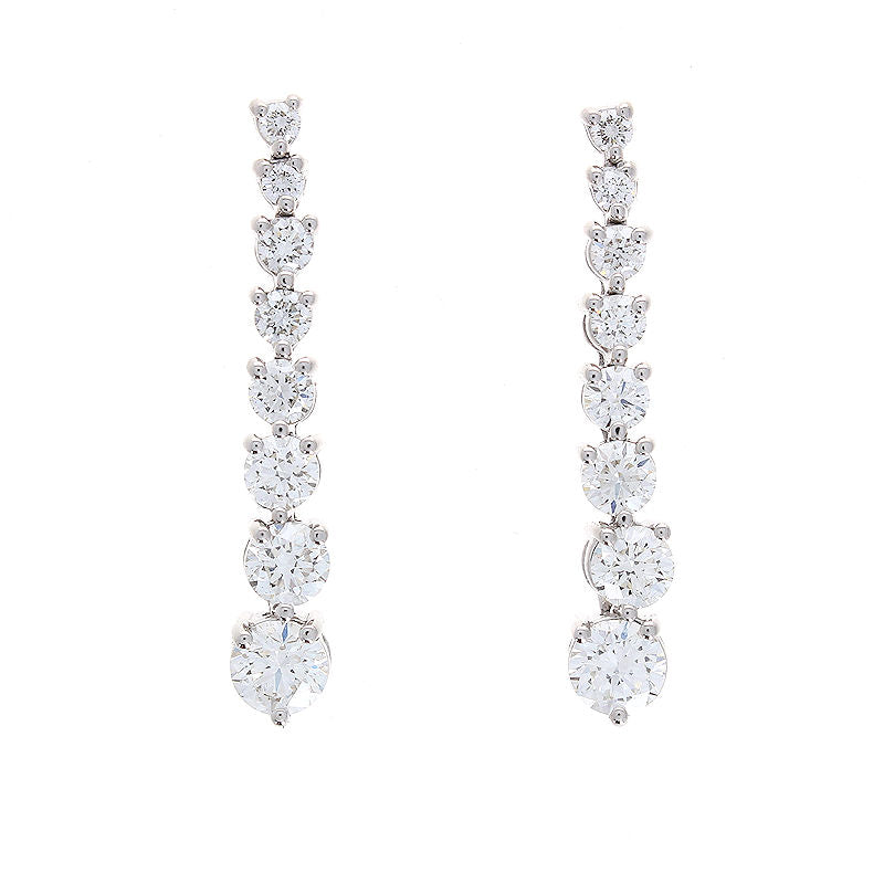 Ladies 14kt White Gold 3.00cts Diamond Drop Earrings