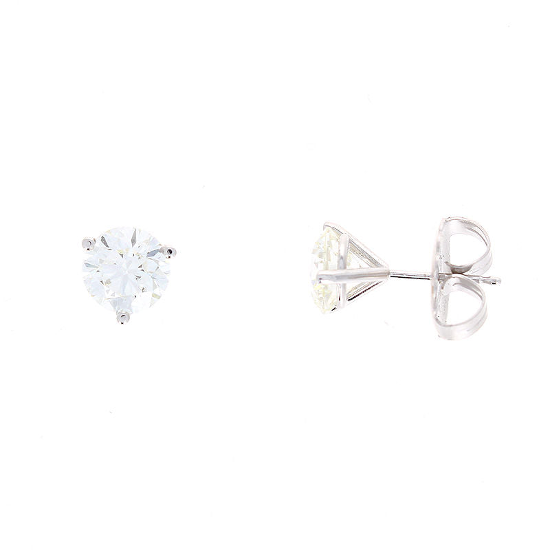 Ladies 14kt White Gold 3.01cts Diamond Stud Earrings