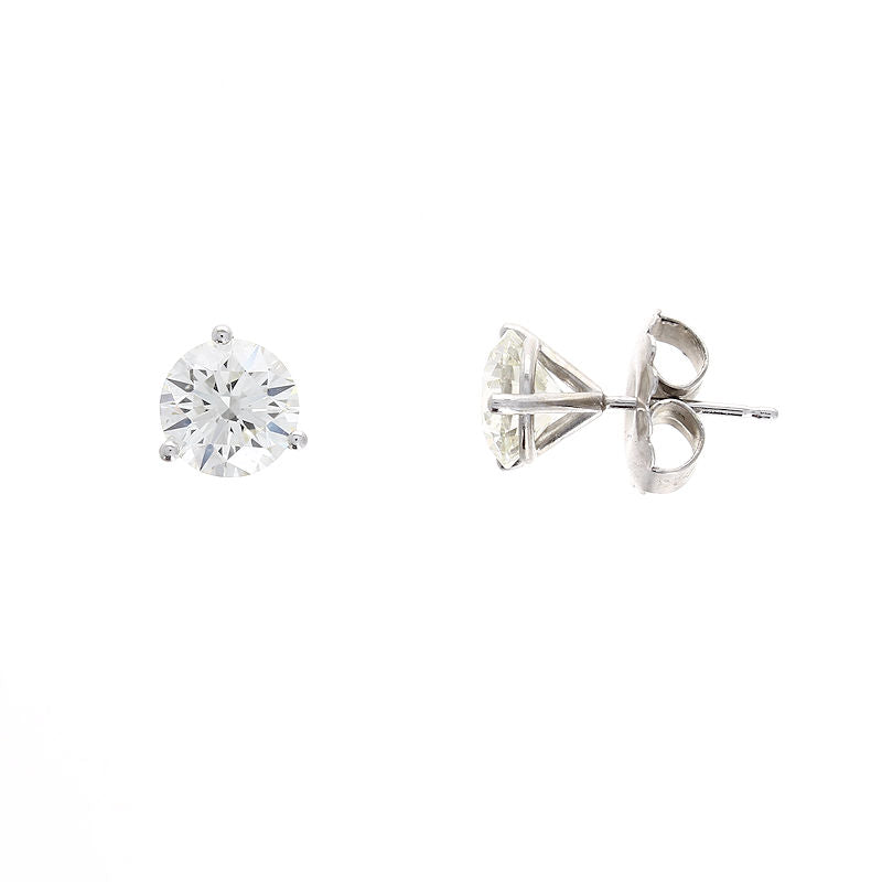 Ladies 14kt White Gold 3.21cts Diamond Stud Earrings