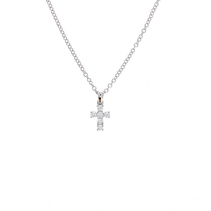 Ladies 14kt White Gold 0.11cts Diamond Cross Pendant
