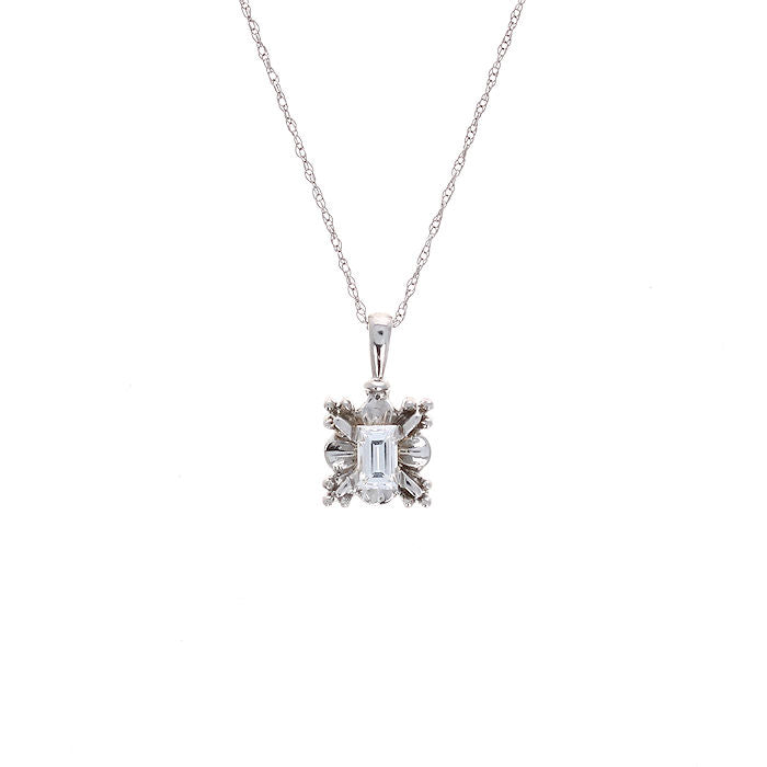 Ladies 14kt White Gold Emerald Cut Diamond Pendant