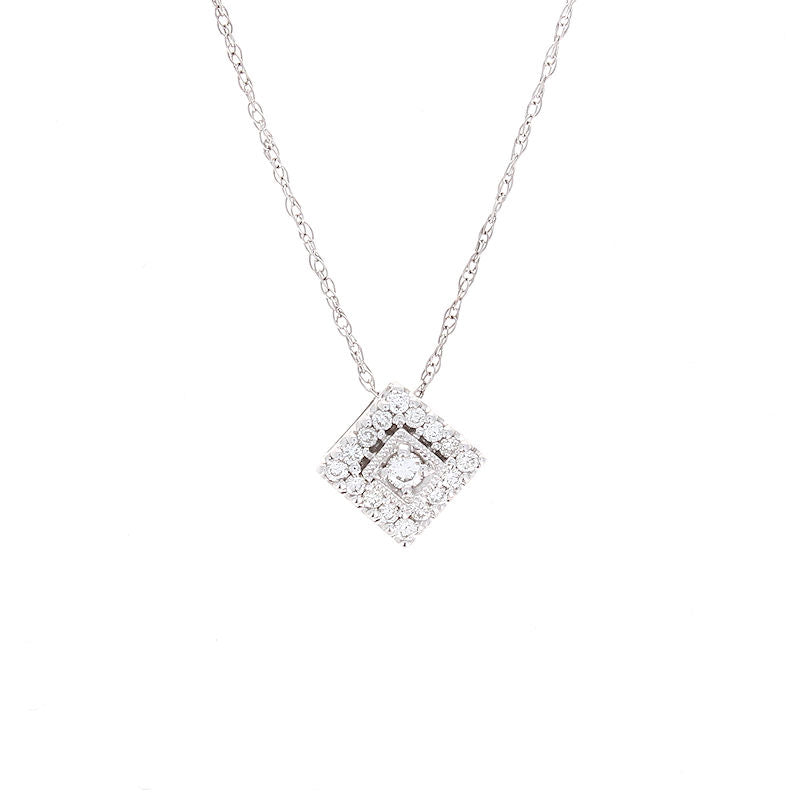 Ladies 14kt White Gold 0.13cts Diamond Pendant