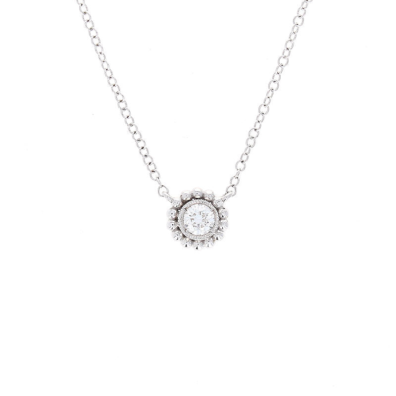 Ladies 14kt White Gold 0.12cts Diamond Pendant
