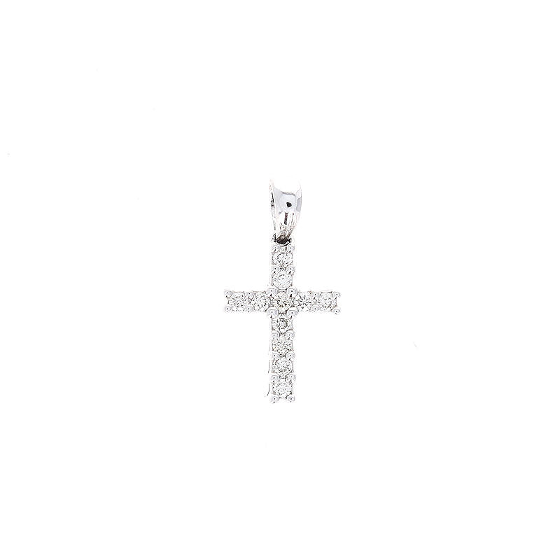 Ladies 14kt White Gold 0.14cts Diamond Cross Pendant