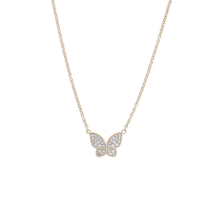 Ladies 14kt Yellow Gold 0.12cts Diamond Butterfly Pendant