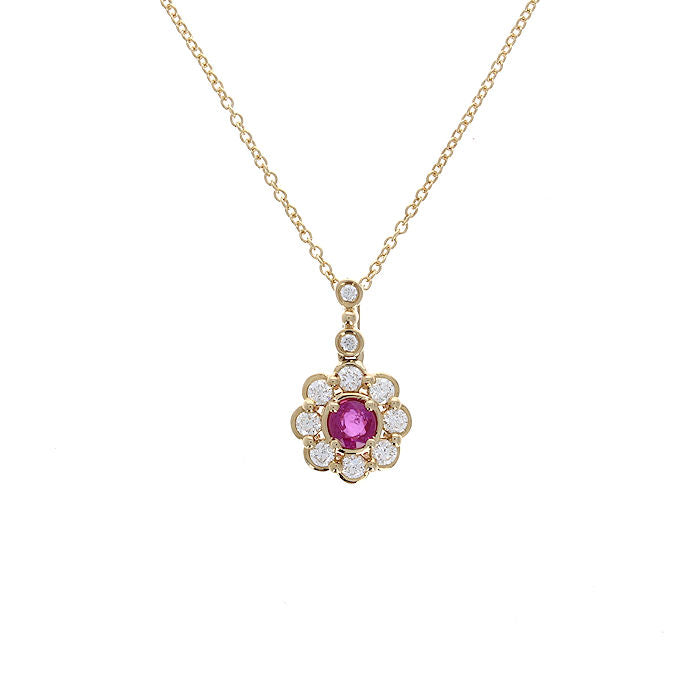 Ladies 14kt Yellow Gold 0.33ct Ruby and 0.25cts Diamond Pendant
