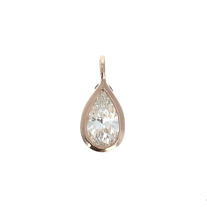 Ladies 14kt Rose Gold 0.44ct Pear Cut Diamond Pendant