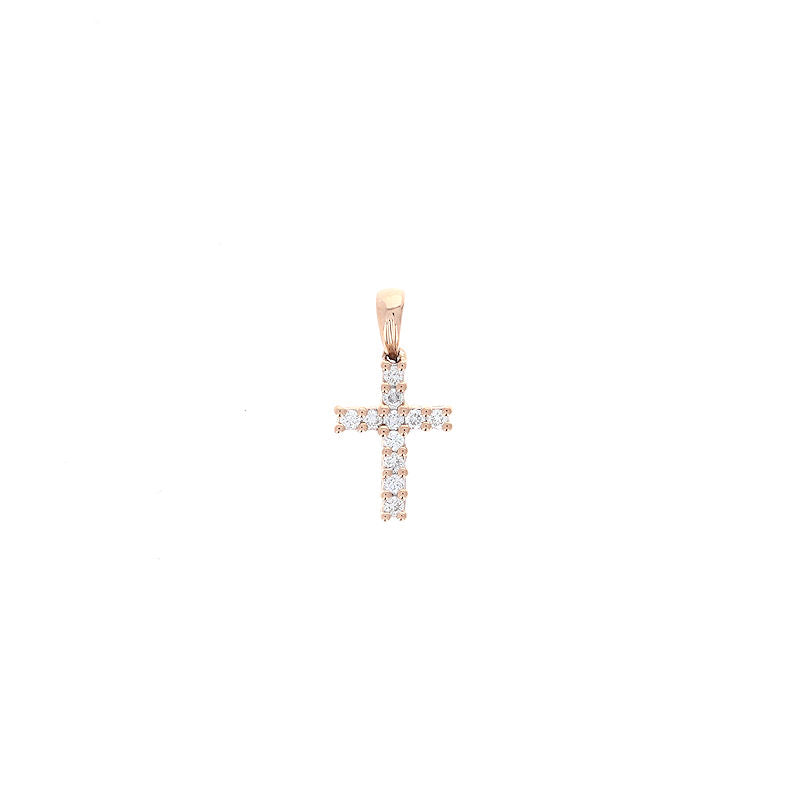 Ladies 14kt Rose Gold 0.13cts Diamond Cross Pendant