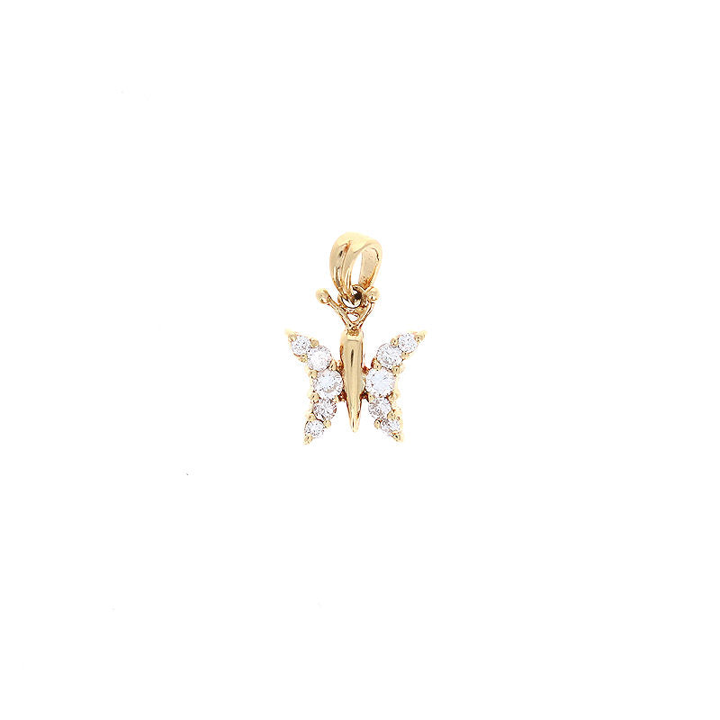 Ladies 14kt Yellow Gold 0.21cts Diamond Butterfly Pendant