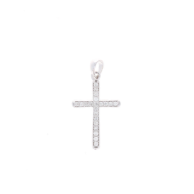 Ladies 14kt White Gold 0.21cts Diamond Cross Pendant