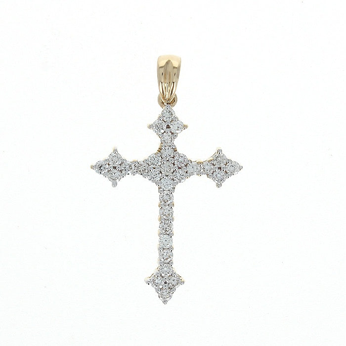 Ladies 14kt Yellow Gold 0.48cts Diamond Cross Pendant