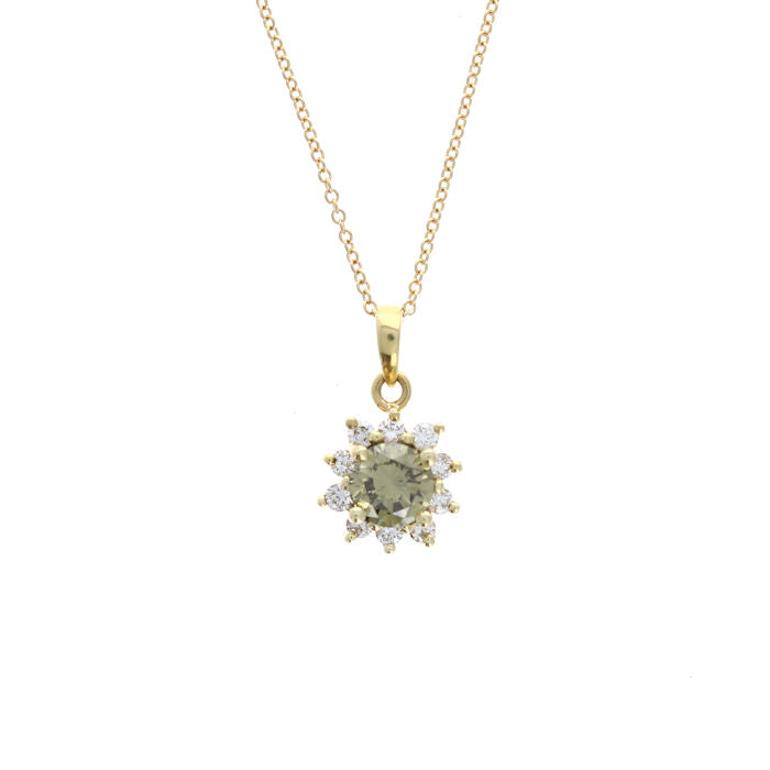 Ladies 18kt Yellow Gold 0.73ct Yellow Diamond and 0.25cts Diamond Pendant