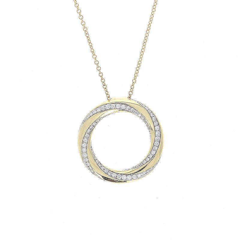 Ladies 18kt Yellow and White Gold 0.35cts Diamond Circle Pendant by Simon G