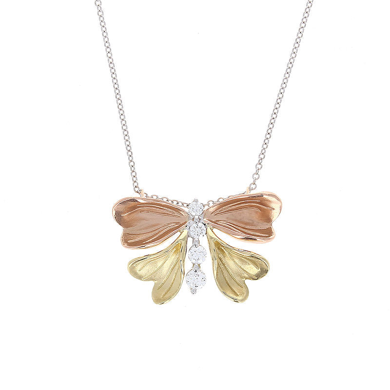 Ladies 18kt Tri-Color 0.27cts Diamond Butterfly Pendant by Simon G
