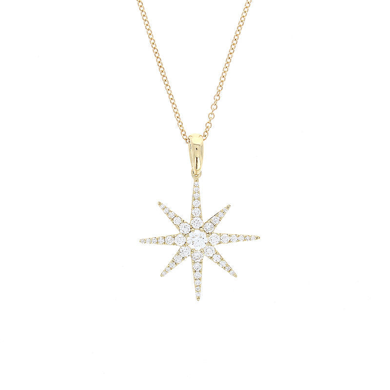 Ladies 18kt Yellow Gold 0.13ct and 0.42cts Diamond Star Pendant by Simon G
