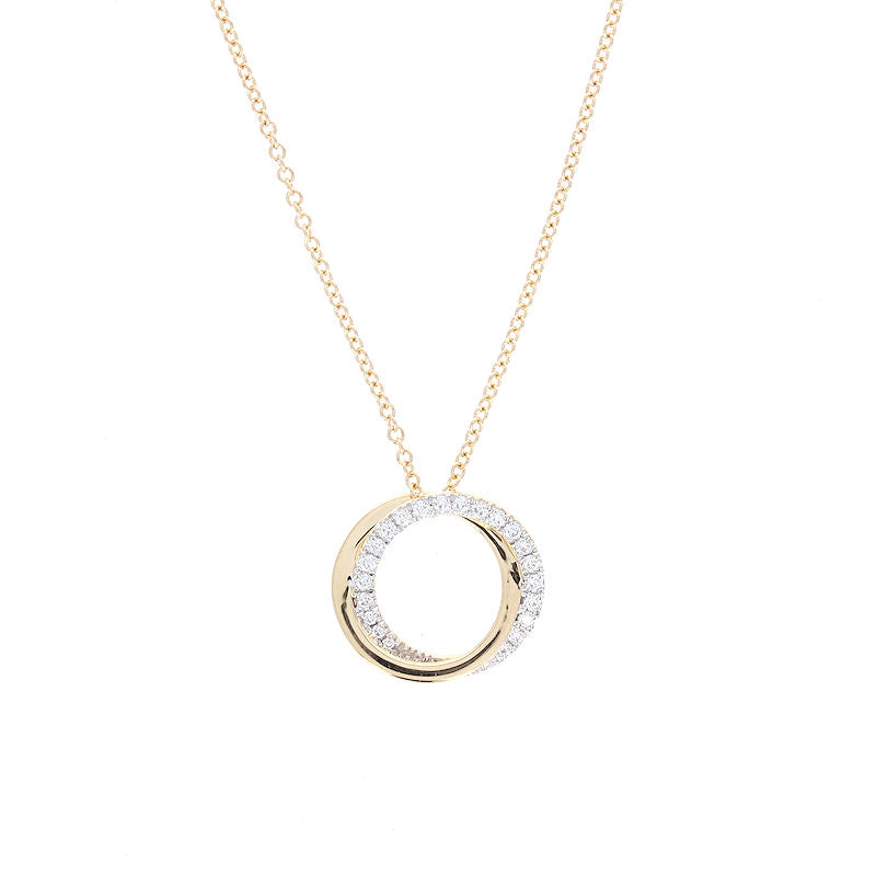 Ladies 14kt Yellow and White Gold 0.10cts Diamond Necklace
