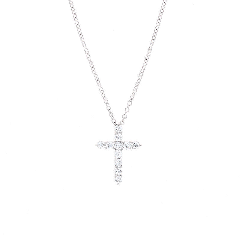 Ladies 14kt White Gold 0.24cts Diamond Cross Pendant