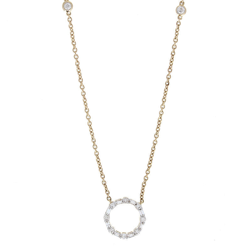 Ladies 14kt Yellow Gold 0.09cts Baguette and 0.19cts Diamond Pendant