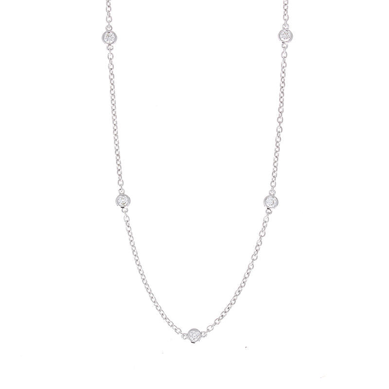Ladies 14kt White Gold 0.20cts Diamond By The Yard Necklace