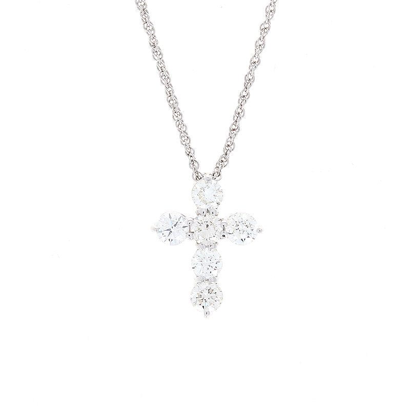 Ladies 14kt White Gold 0.92cts Diamond Cross Pendant