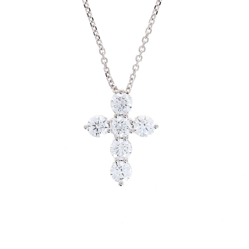 Ladies 14kt White Gold 1.03cts Diamond Cross Pendant