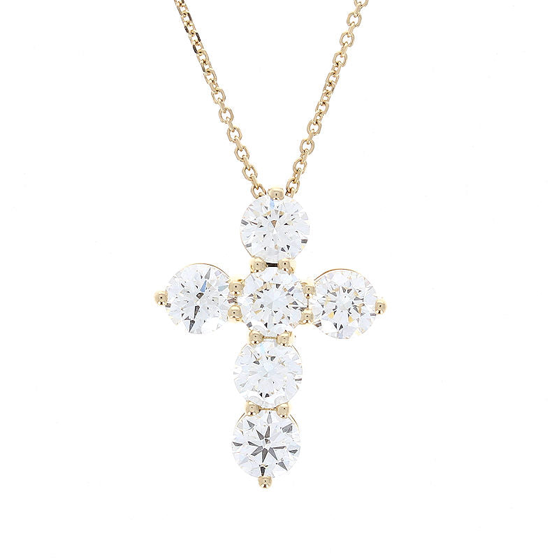 Ladies 14kt Yellow Gold 3.02cts Diamond Cross Pendant