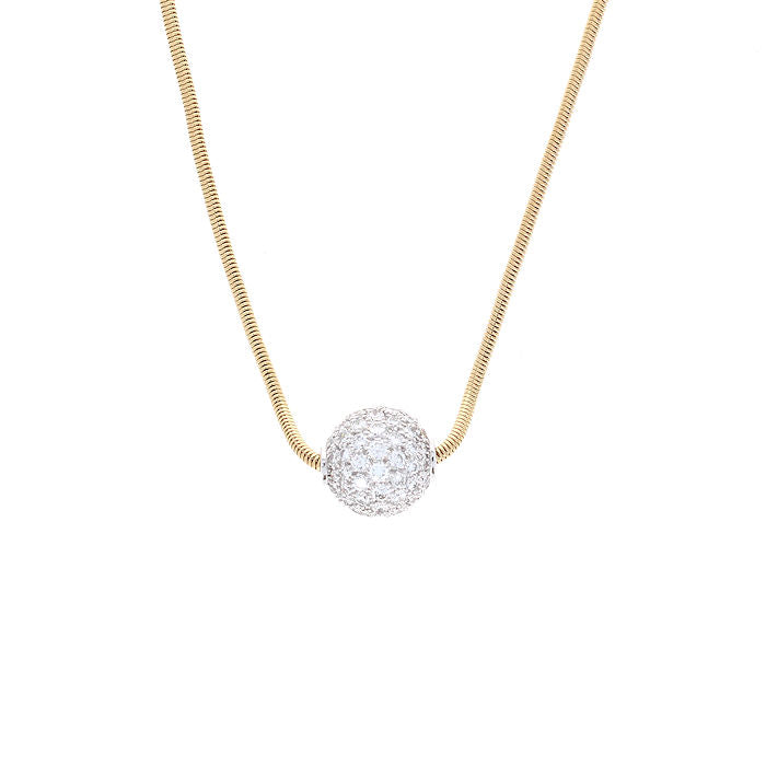 Ladies 18kt Yellow Gold 2.75cts Diamond Pave Necklace