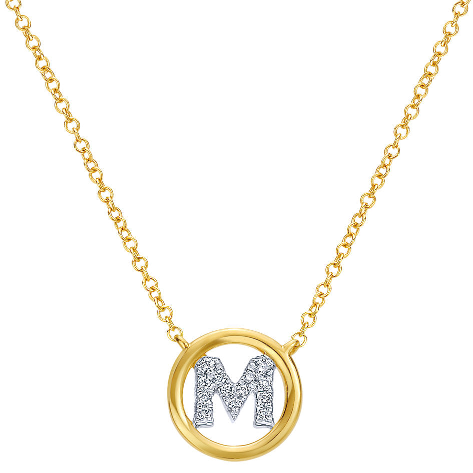 Ladies 14kt Yellow Gold 0.06cts Diamond Initial Pendant