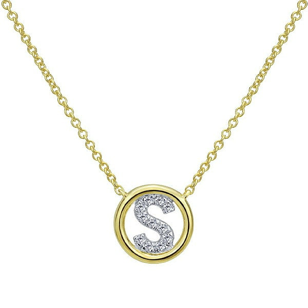 Ladies 14kt Yellow Gold 0.08cts Diamond Initial Pendant