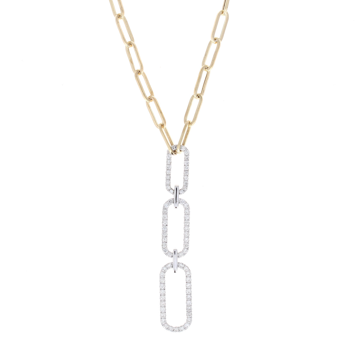 Ladies 14kt Yellow Gold 0.70cts Diamond Paperclip Necklace