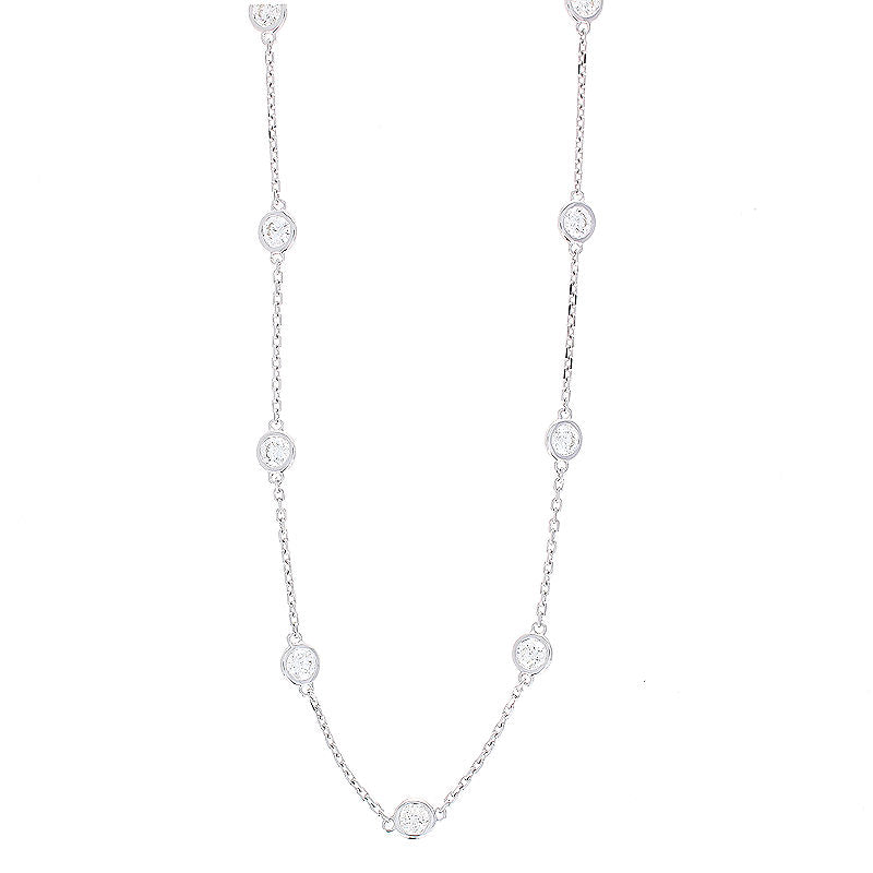 Ladies 14kt White Gold 4.44cts Diamond By The Yard Necklace