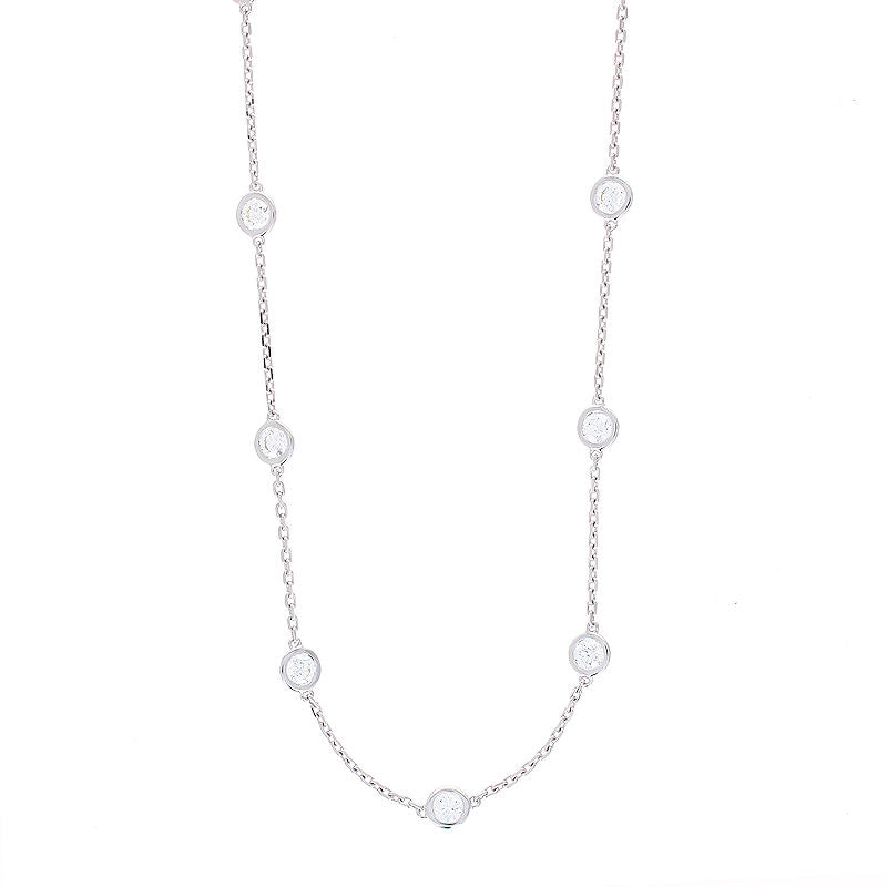 Ladies 14kt White Gold 3.95cts Diamond By The Yard Necklace
