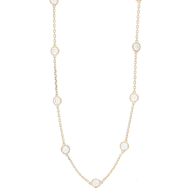 Ladies 14kt Yellow Gold 3.92cts Diamond By The Yard Necklace