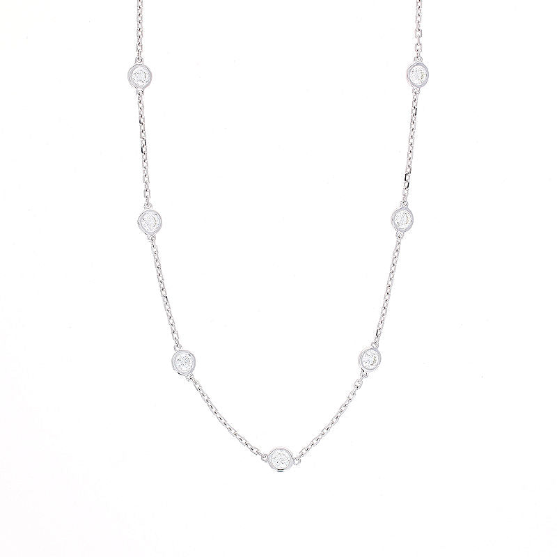 Ladies 14kt White Gold 4.36cts Diamond By The Yard Necklace