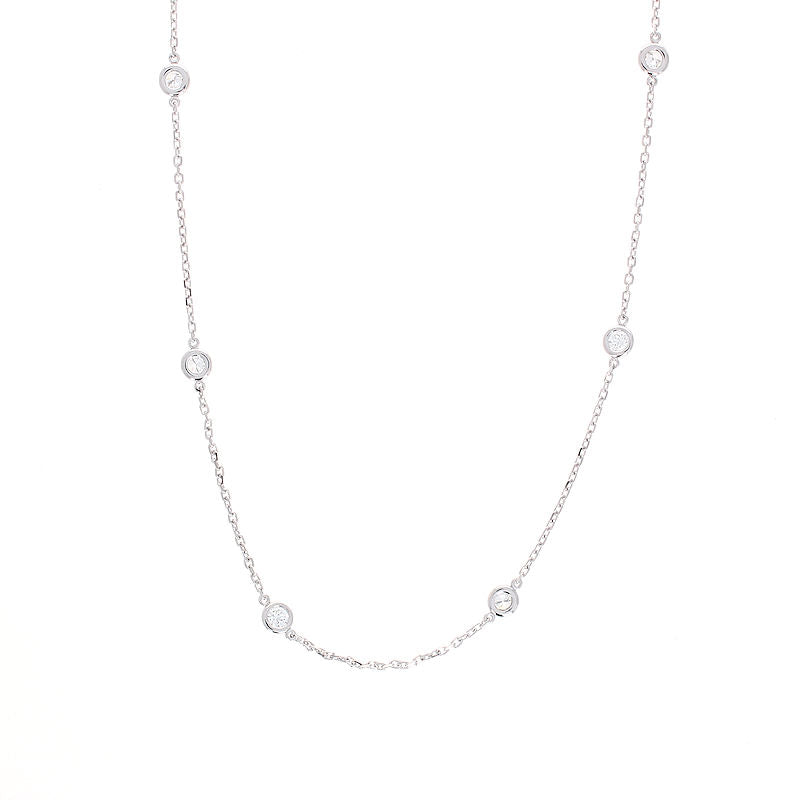 Ladies 14kt White Gold 1.00cts Diamond by the Yard Necklace