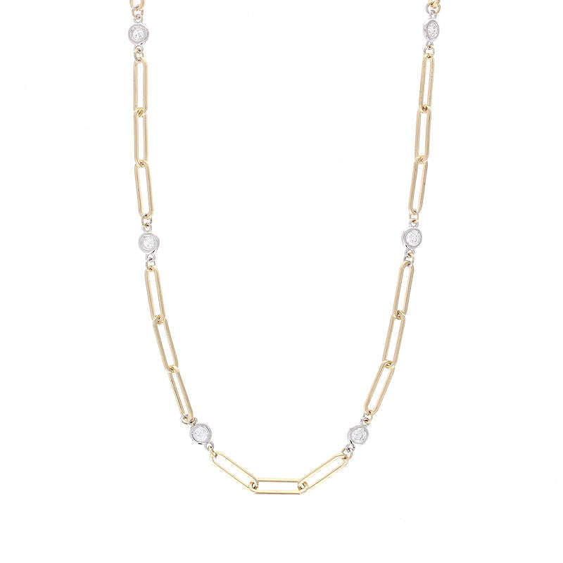 Ladies 14kt Two Tone 0.60cts Diamond Station Link Necklace