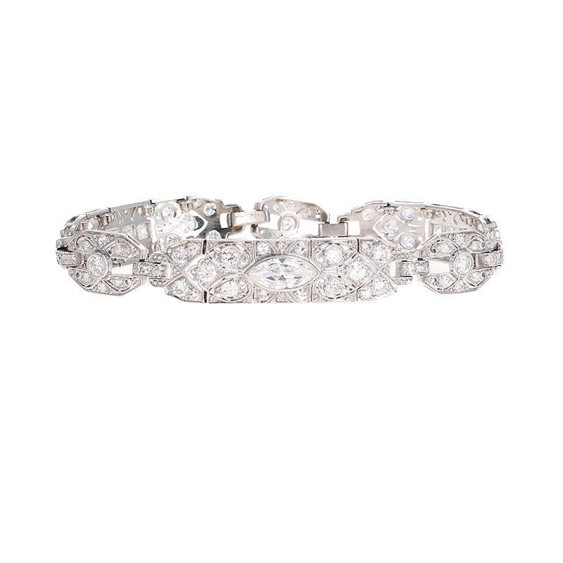 Ladies Platinum 5.53cts Diamond Art Deco Bracelet Circa 1920