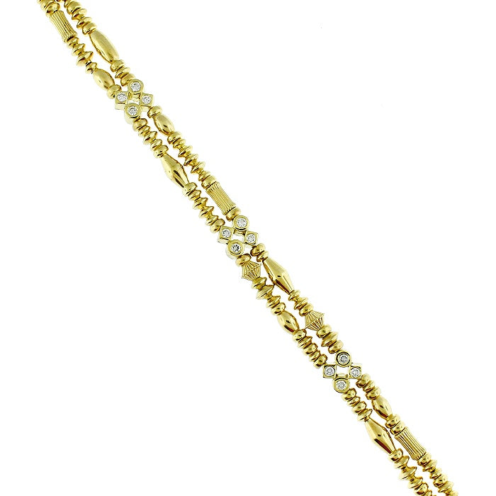 Ladies 18kt Yellow Gold 0.72cts Diamond Double Row Bracelet