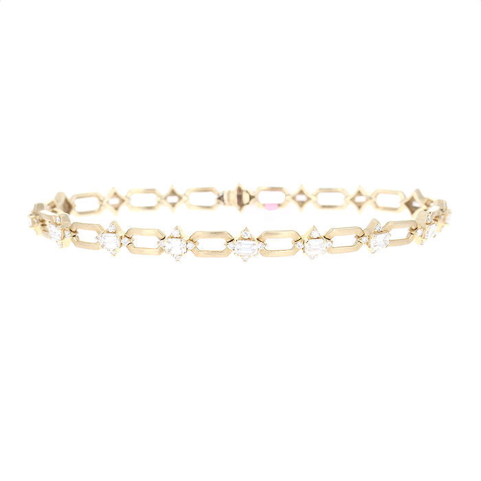 Ladies 14kt Yellow Gold 2.01cts Emerald Cut and 0.60cts Round Diamond Bracelet
