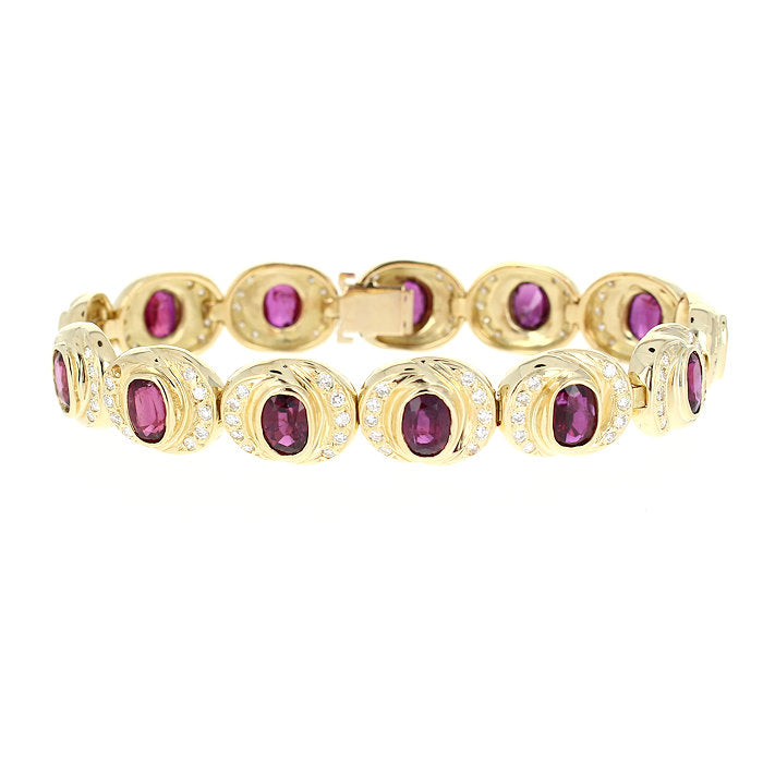 Ladies 18kt Yellow Gold 13.00cts Ruby and 2.50cts Diamond Bracelet