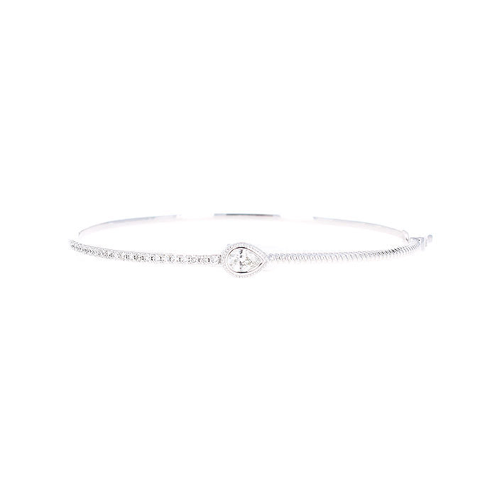 Ladies 14kt White Gold 0.27ct Pear and 0.28cts Round Diamond Bracelet