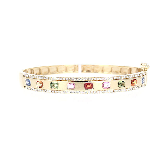 Ladies 14kt Yellow Gold 2.30cts Multi Color Sapphire and 0.65cts Diamond Bracelet