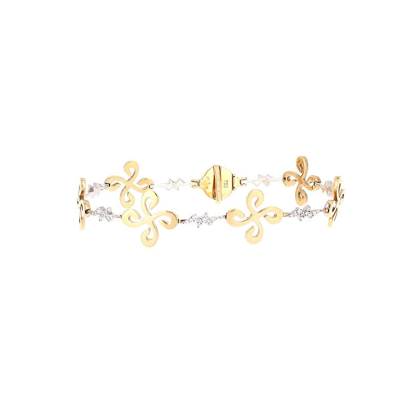 Ladies 14kt Two Tone Gold 0.65cts Diamond Fancy Link Bracelet