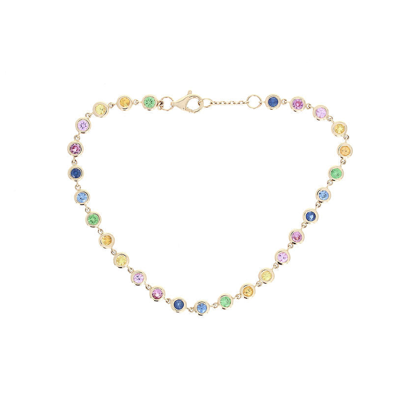 Ladies 14kt Yellow Gold 1.55cts Multicolored Sapphire Bracelet
