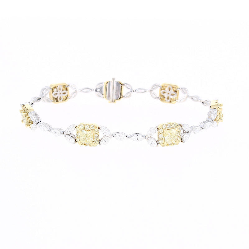 Ladies 18kt Two Tone 3.36cts Yellow Diamond and 3.50cts Diamond Bracelet By Gregg Ruth