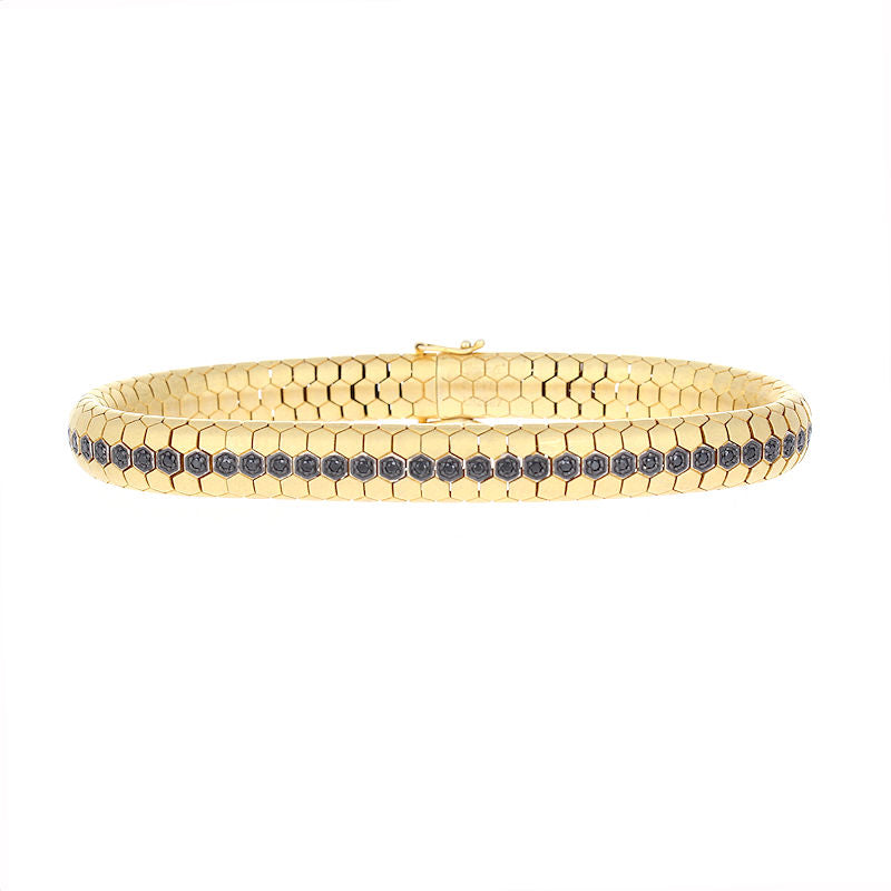 Mens 14kt Yellow Gold 0.86cts Black Diamond Bracelet By Simon G